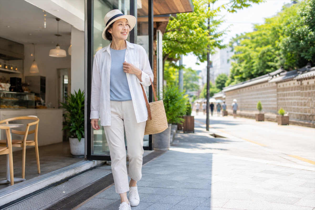 夏の韓国旅行で50代が選びたい涼しく冷房にも対応できる服装