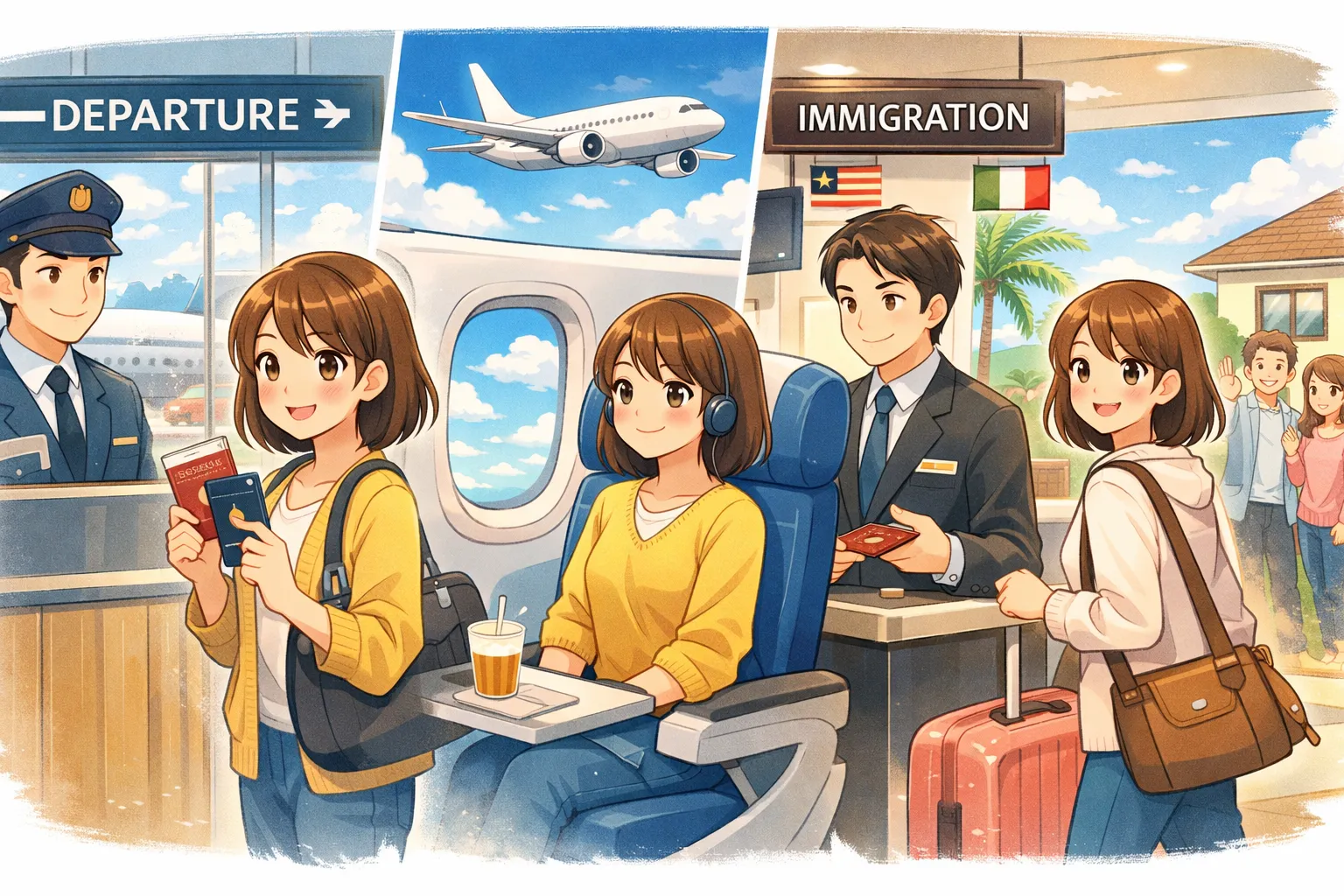 海外旅行の流れを空港中心にやさしく確認｜出国・飛行機・入国・帰国まで失敗しない手続き順