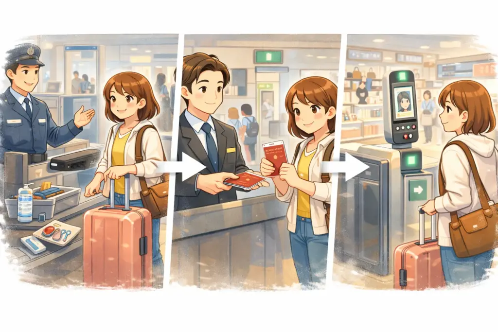 空港の手続きの一日