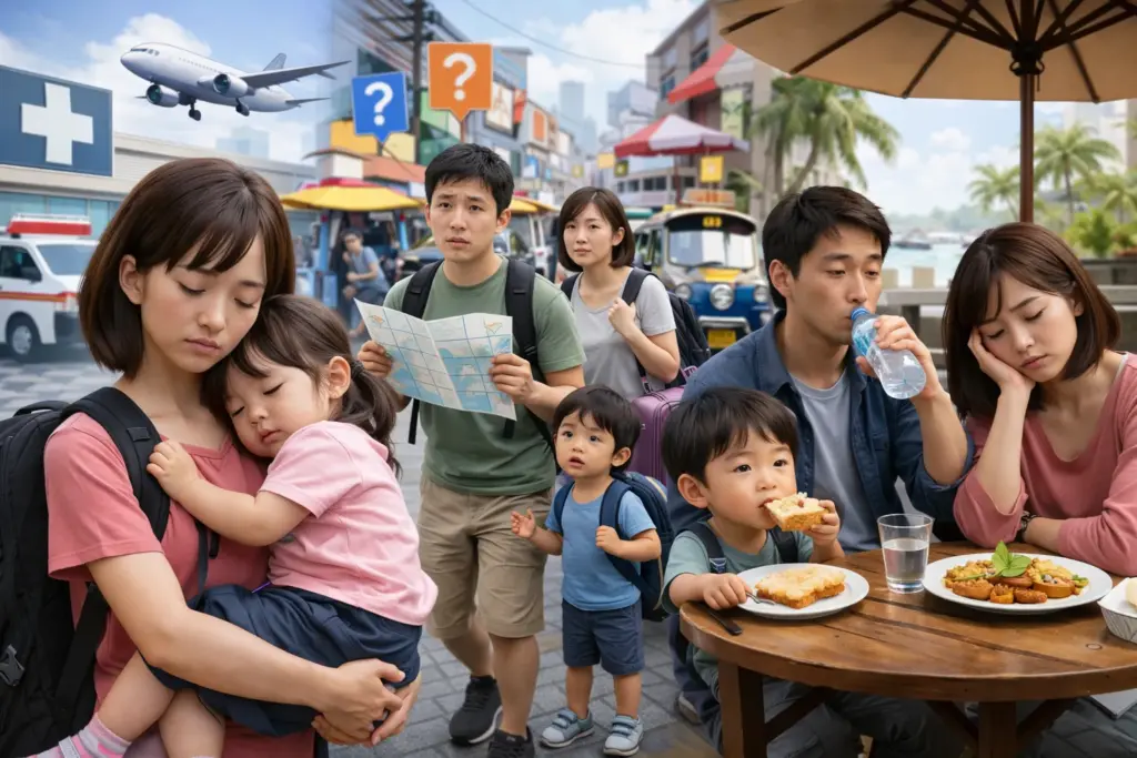 海外旅行での家族の困難