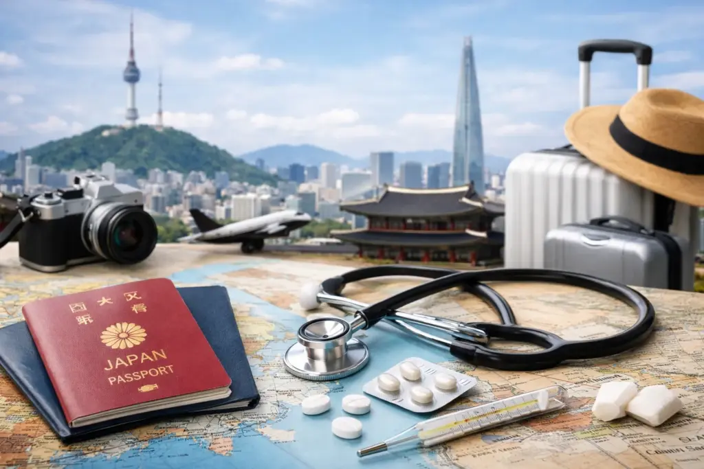 旅行保険とソウルの風景