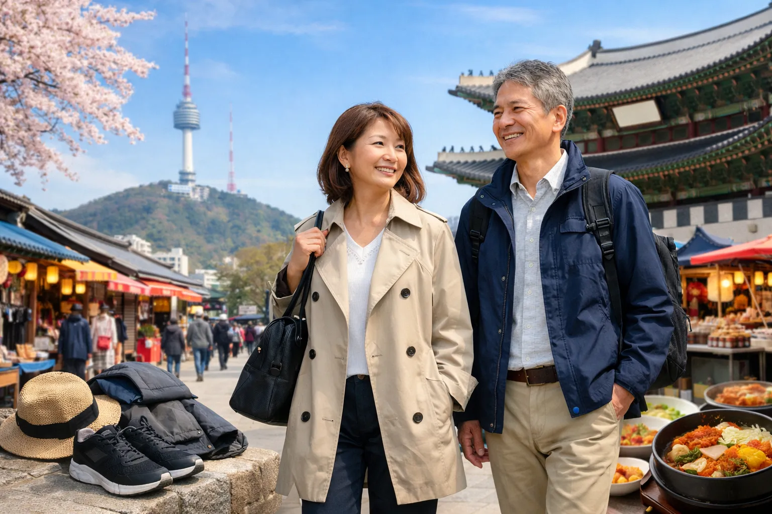 ソウルでの旅を楽しむカップル