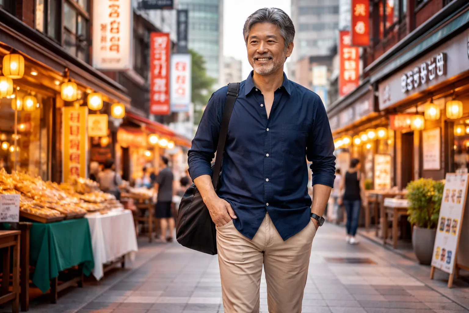 スタイリッシュな男性の散歩