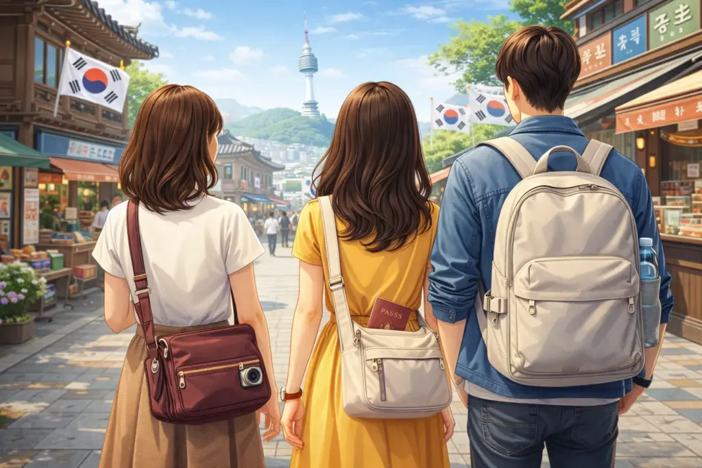 ソウルの街並みを歩く人々