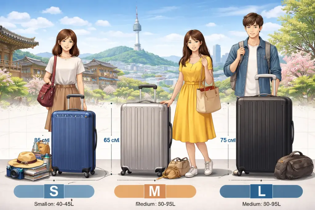 スーツケースのサイズ比較とソウルの景色
