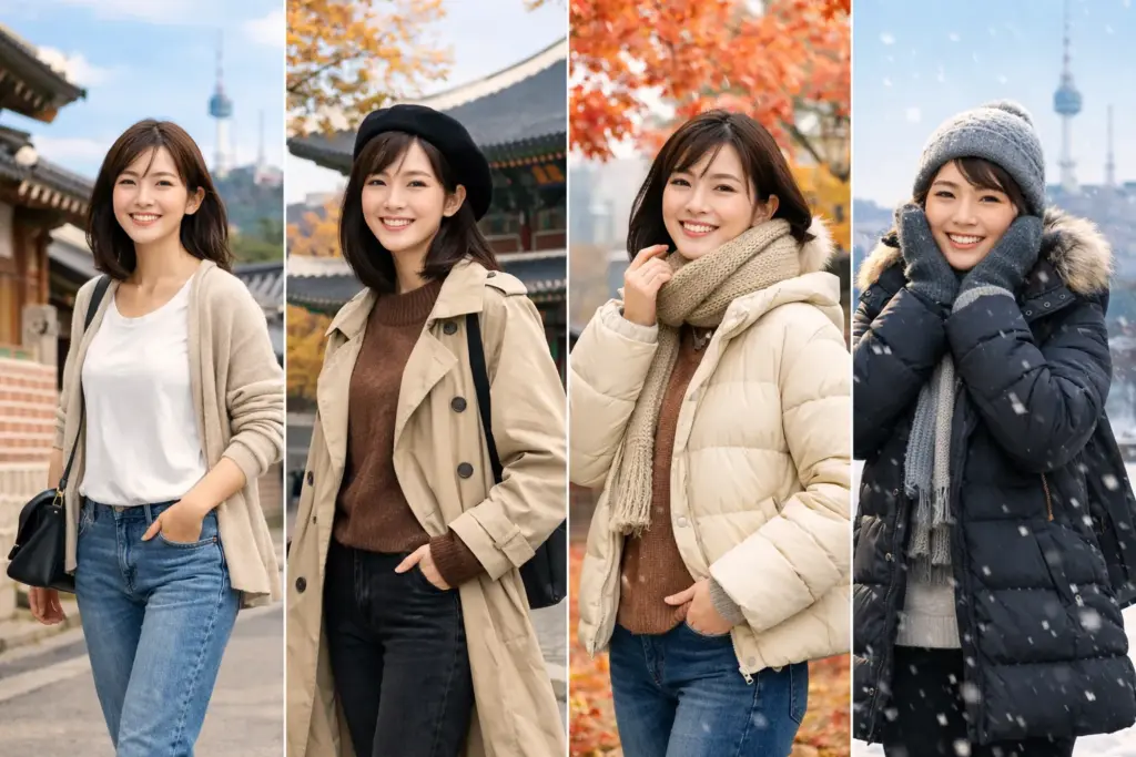 韓国の四季を楽しむ女性