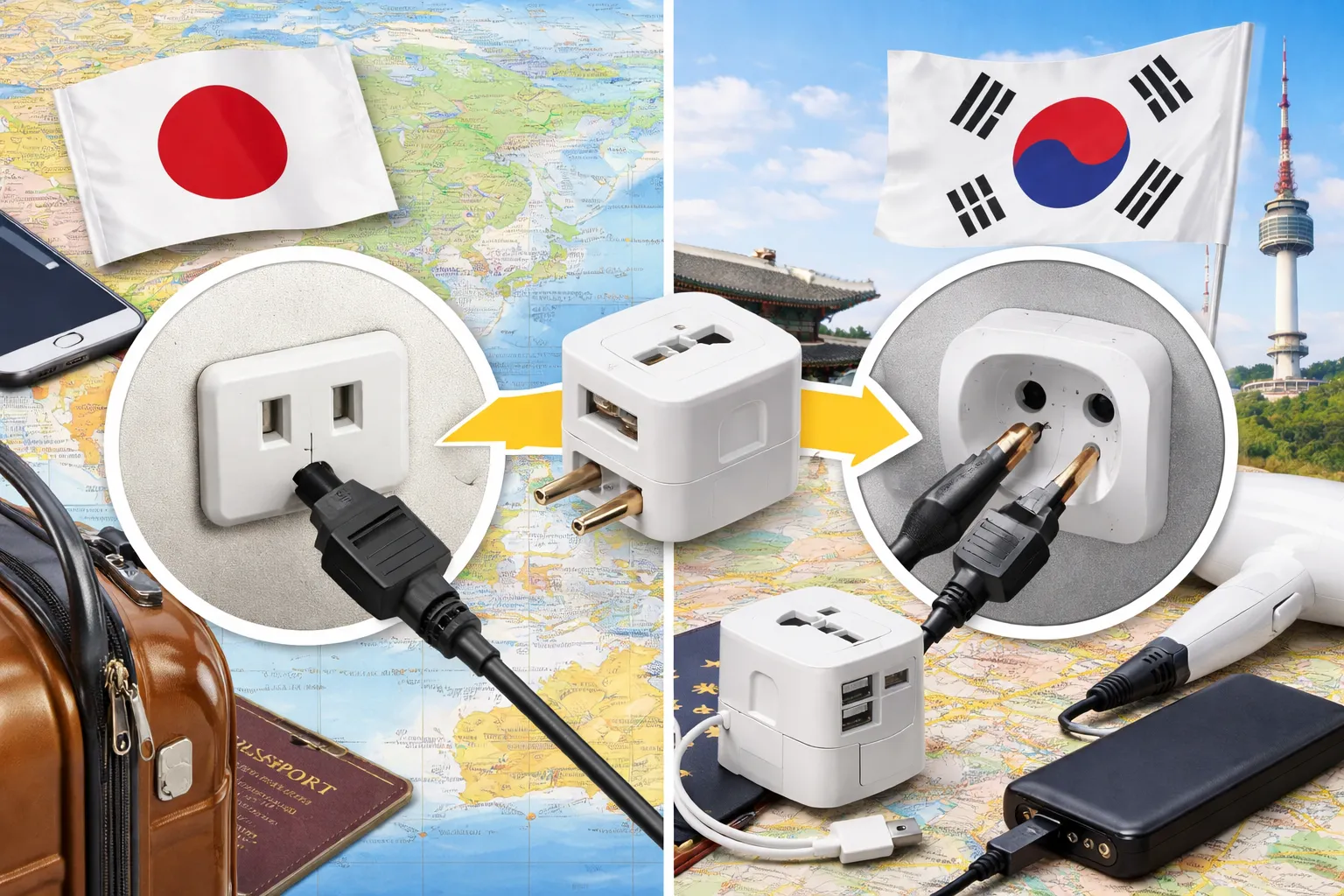 日本と韓国の電源プラグ比較