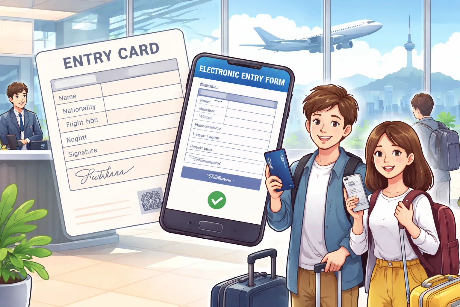 韓国入国手続きの風景