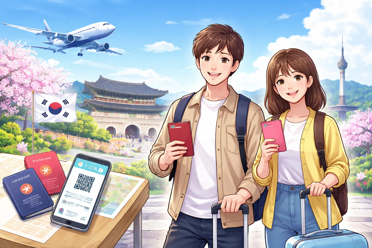 日本のカップル、韓国旅行準備中