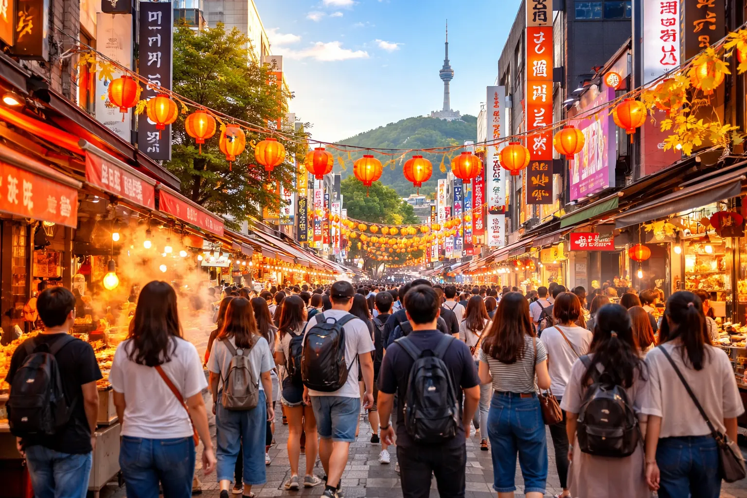 ソウルの秋夕暮れ時