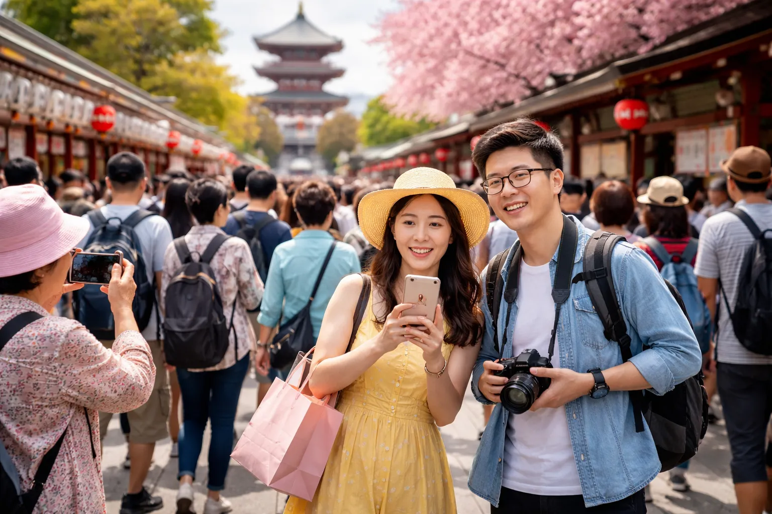観光地の賑やかな瞬間