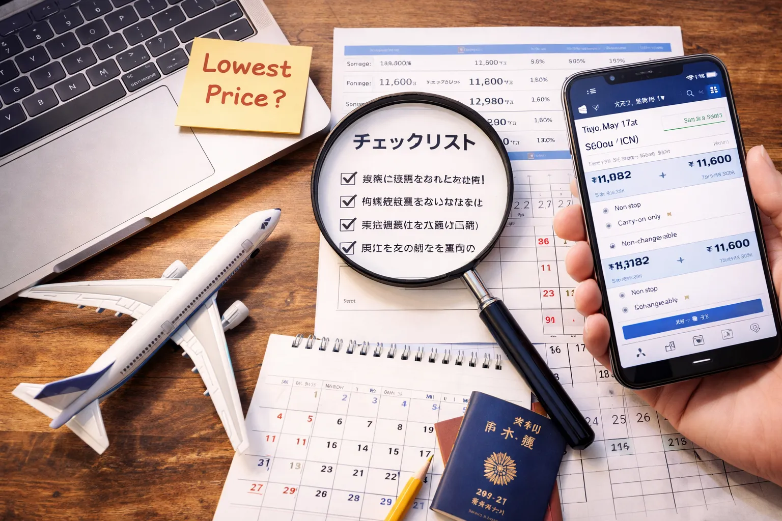 韓国行き最安値探し