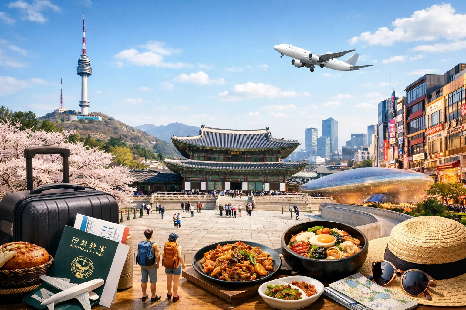 韓国旅行の魅力的なコラージュ
