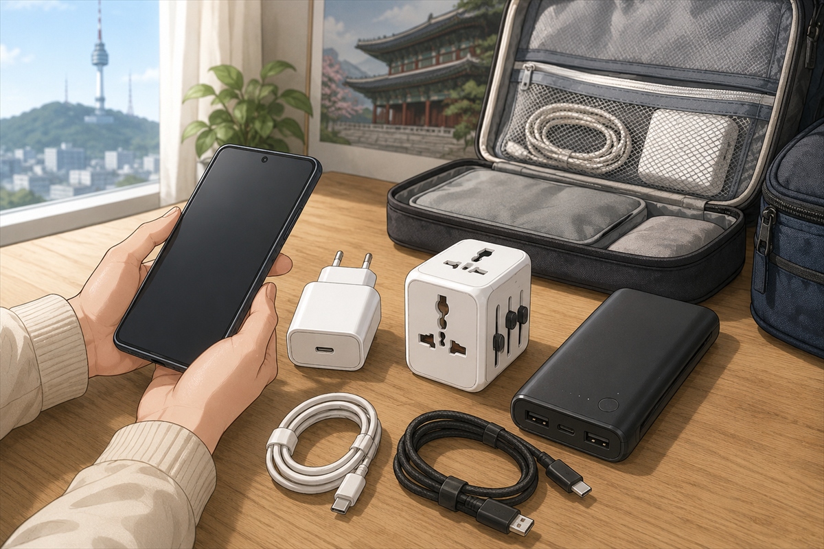 韓国旅行で必要なスマホ充電器と変換プラグとモバイルバッテリー