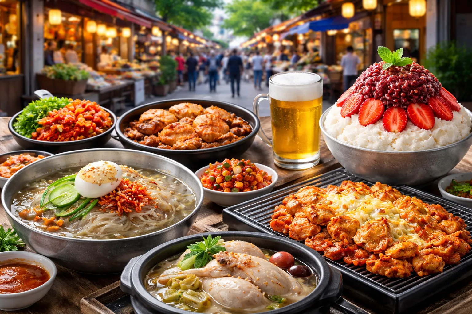 韓国の夏の食事風景