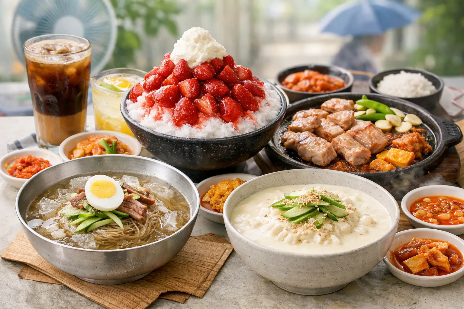 夏の韓国料理盛り合わせ