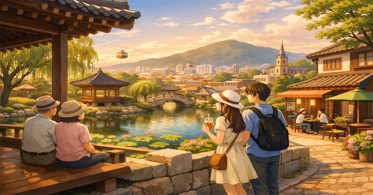 夕暮れの大邱の風景