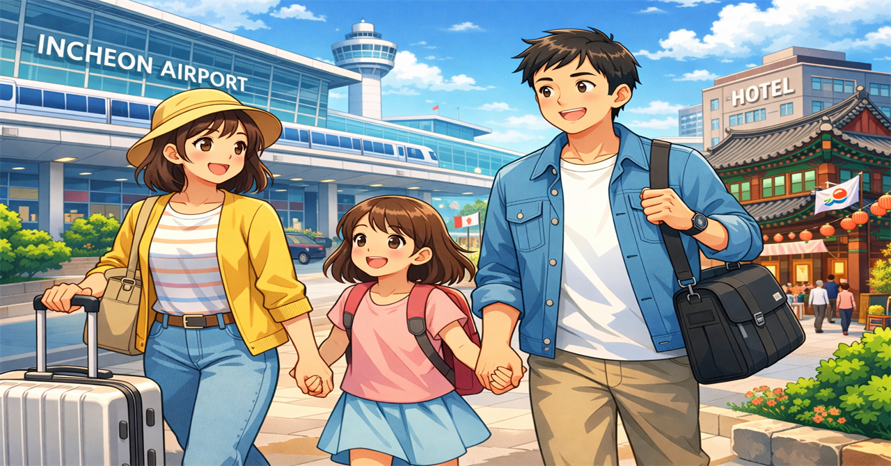 家族の楽しい韓国旅行スタート
