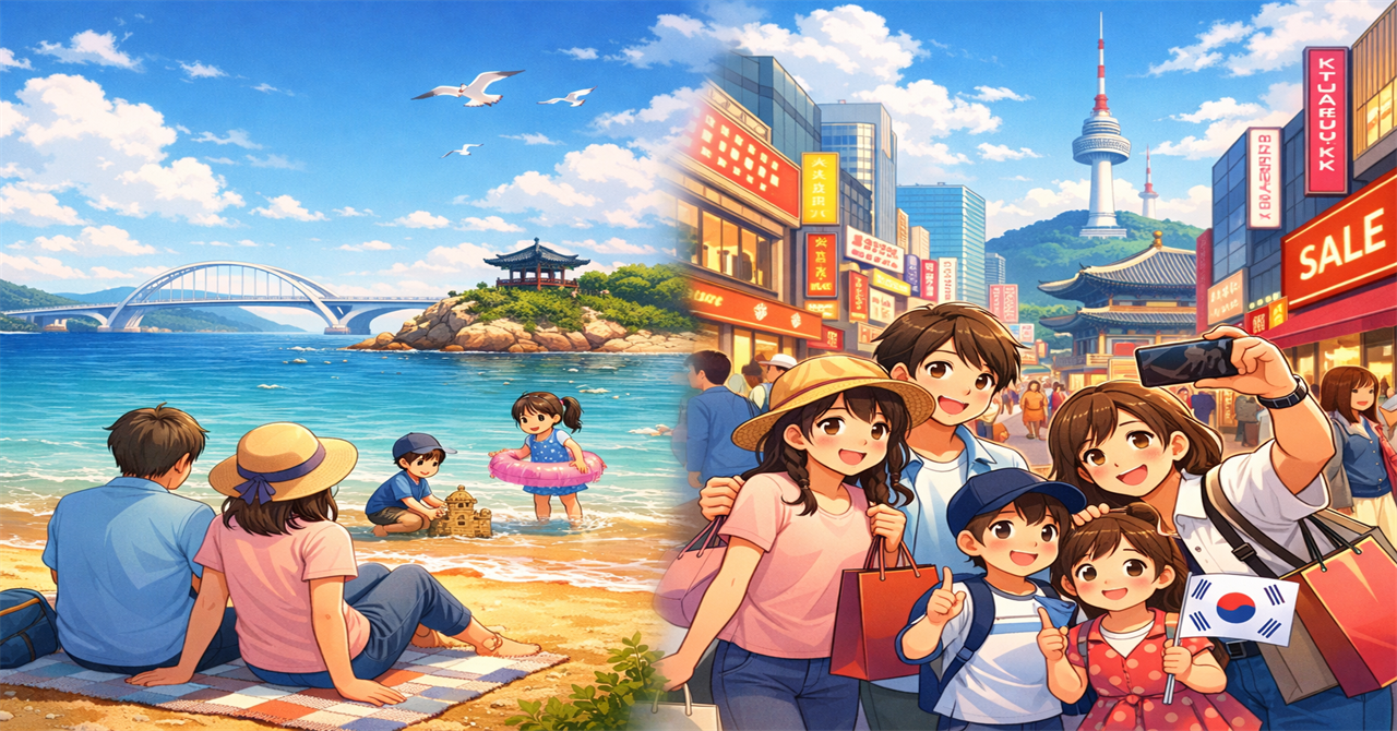 家族の旅行: 仁川からソウルへ
