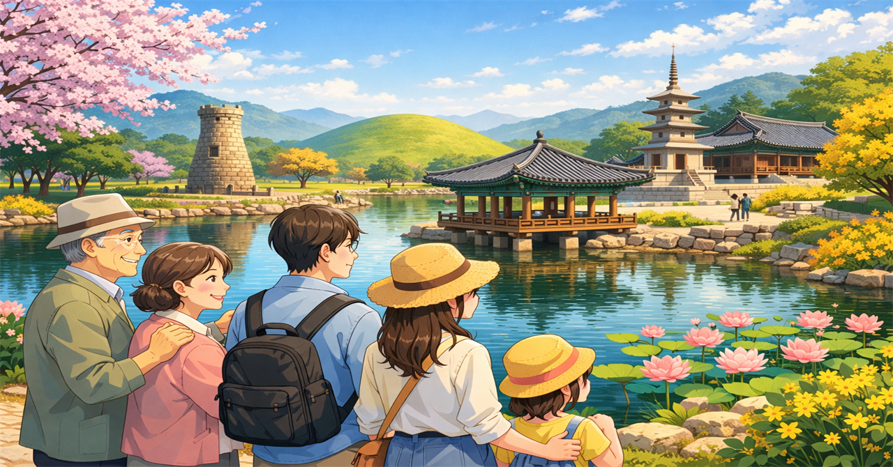 家族と共に韓国慶州を散策