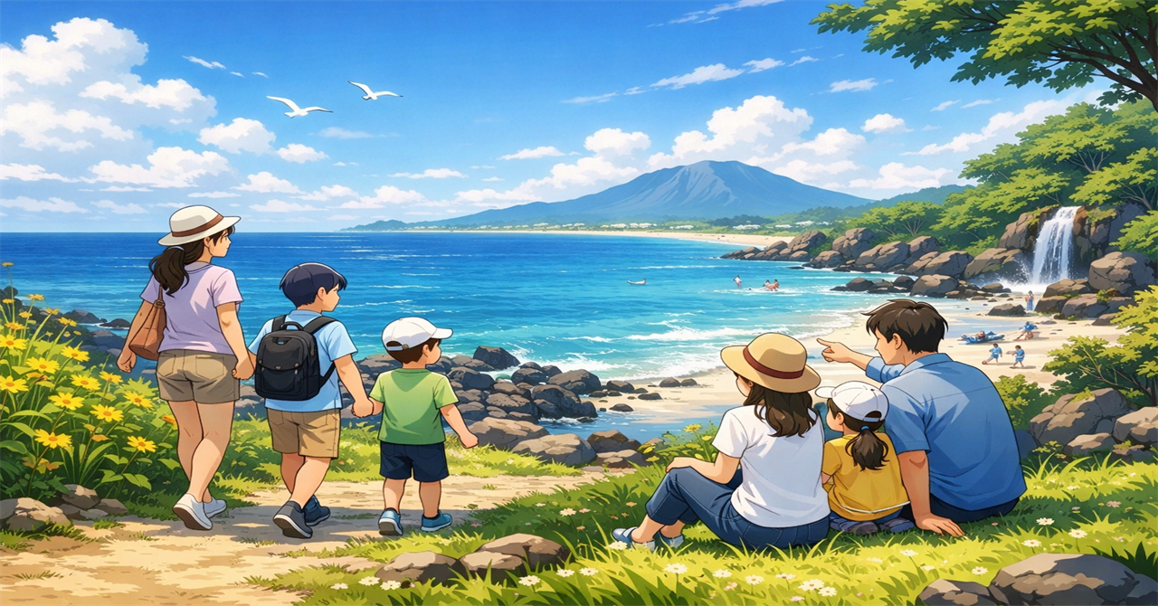 家族の海辺のピクニック 