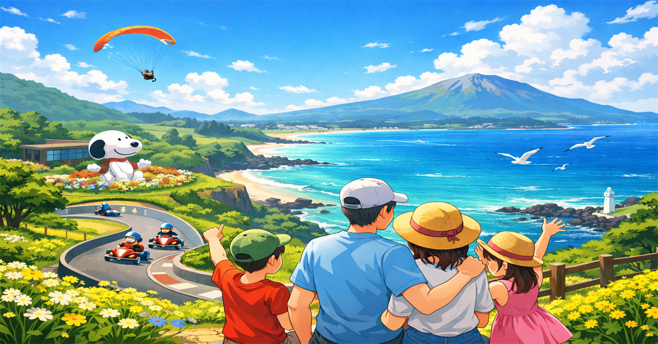 済州島での家族のひととき 