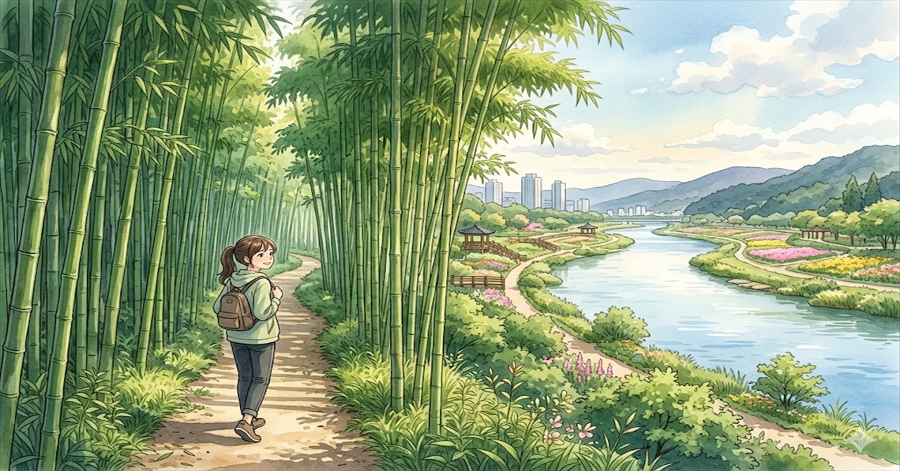 竹林を抜けて、心安らぐ庭園へ。蔚山・癒やしの散歩道